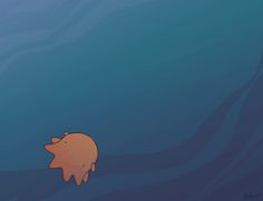 a cartoon pig floating in the water with its head above the water's surface