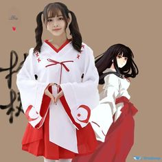 Orcajump - Moe new moon and wind version of the kimono Inuyasha Rustom witch female play red and white kimono - Final Sale Red And White Kimono, Inuyasha Cosplay, Womens Cosplay, Traditional Japanese Kimono, White Kimono, Anime Halloween, Dressup Party, Japanese Animation, Cosplay Dress