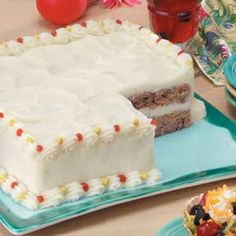 a cake sitting on top of a blue plate