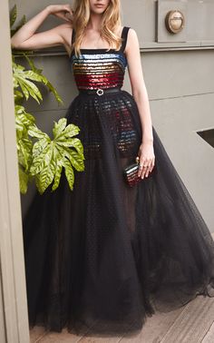 Black Ball Gown, Embroidered Tulle, Tulle Gown, Elie Saab, Beautiful Gowns, Fancy Dresses, Stylish Dresses, Couture Fashion, Moda Operandi