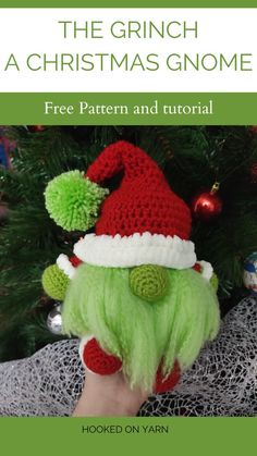 the grinch christmas gnome free pattern and video