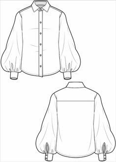 the front and back views of a shirt, with buttons on the collar line at the bottom