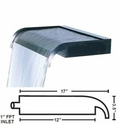 an image of a faucet with water running from it's sides and measurements