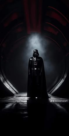 darth vader standing in the dark tunnel