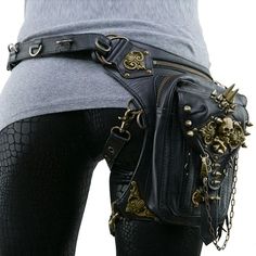 Bolsa Steampunk Gótica - Necrogarden Steampunk Holster, Steampunk Bag, Leather Utility Belt, Skull Rock, Gothic Mode, Holster Bag, Belt Pack, Leather Hip Bag, Motorcycle Bag