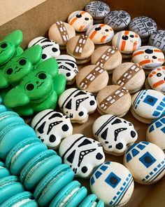 star wars themed macarons and cookies in a box