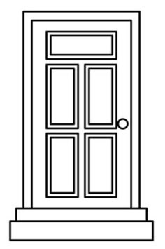 a black and white line drawing of a door