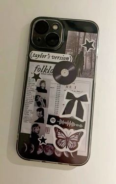 a cell phone case that has various pictures on it