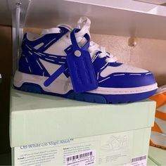 Off-White Out Of Office Sartorial (Blue & White) Brand New Blue And White Sneakers, Shoes Wishlist, Sneakerhead Room, Off White Out Of Office, Office Sneakers, Trendy Shoes Sneakers, Off White Shoes, Shoe Wishlist, Out Of Office