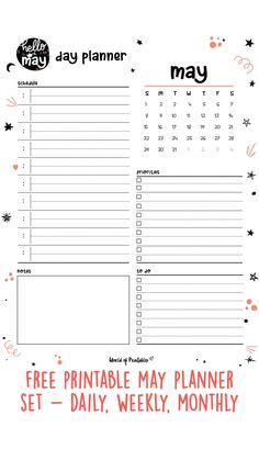 a printable calendar for the day planner