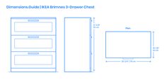 the dimensions guide for ikea's brimnes - drawer chest is shown