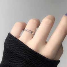 Simple Silver Safety Pin Cuff Ring, Platinum, Mid Ring, Pinky Ring Size:Adjustable 5.5-8.5 Safety Pin Ring, Mid Rings, Pin Ring, Ring Party Jewelry, Aesthetic Rings, Silver Rings Simple, Necklace Ring, Cuff Rings, Christmas Gift Jewelry