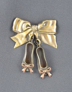 "Beautifully detailed brass stampings are soldered together to create this Brooch. A thick anti-tarnishing plate is professionally plated, oxidized to bring out the intricate detail in each piece, hand satined and lacquered to further insure this will never tarnish. No special care is required. Amazingly lightweight. The mixed metal combination of copper, silver and brass create depth, contrast and realism. Measures 2 1/2\" x 2\" Gift Boxed Thank you for visiting my shop and please come again. M Ballet Jewelry, Ballerina Jewelry, Royal Clothing, Twinkle Toes, Ballet Slippers, Bff Gifts, Friendship Gifts, Pretty Jewellery, Sister Gifts