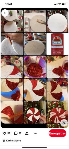 a collage of photos showing how to make candy canes