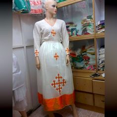 Questions? Leave A Comment Below! Ethiopian Traditional Dress, Traditional Dress, Traditional Dresses, Leave A Comment, Color Orange, Free Size, Colorful Dresses, Womens Dresses, Orange