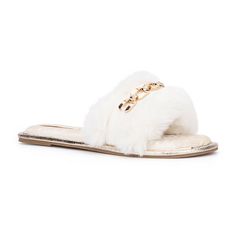 Step into cozy style with these Torgeis Valentina women's faux fur slide slippers. Step into cozy style with these Torgeis Valentina women's faux fur slide slippers. SLIPPER FEATURES Chain link detail Soft faux fur upperSLIPPER CONSTRUCTION Faux fur upper and lining EVA outsoleSLIPPER DETAILS Open toe Slip-on Padded footbed 0.5-in. platform Size: 9. Color: White. Gender: female. Age Group: adult. White Fur Heels, Faux Fur Sandals, Fur Sandals, Fur Heels, Comfortable Slip-on Faux Fur Slippers, Faux Fur Slides, Slide Slippers, Suede Slippers, Moccasins Slippers