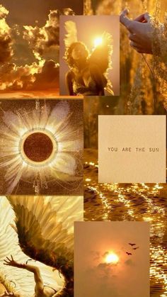 a collage of pictures with the words you are the sun above them and an angel in the sky