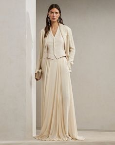 Maguire Textured Georgette Skirt Silk Skirt Outfit, Georgette Skirt, Evening Style, Woven Jacket, Ralph Lauren Collection, Mulberry Silk, Jumpers And Cardigans, Silk Satin, Skirt Length