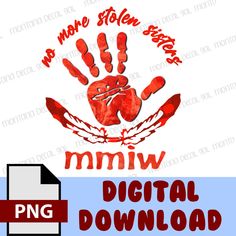 an image of a hand print with the words mmmv digital download on it