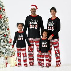 Enjoy cozy and comfortable family time with our red and black matching family pajamas featuring cute snowflake and snowman prints. Made of 95% polyester and 5% spandex for a comfortable fit. Perfect for autumn and winter, these matching family pajamas are ideal for lounging at home and family gatherings. The casual design of the pajamas gives them a timeless look that you will enjoy season after season. Please note that specific size information can be found in the product options. Size: XL.  Ge Santa Hat Pattern, Family Matching Pajamas, Festival Mode, Family Pajama Sets, Matching Christmas Pajamas, Winter Pajamas, Pajamas Sets, Hat Print, Christmas Pjs