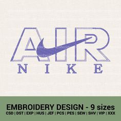 embroidery design - 9 sizes for the nike logo