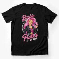 Punk Barbie Graphic Tee, Pink Hair Punk Rock Barbie T-Shirt, Women's Fashion Top, Unique Gift Idea Male T-Shirt Custom graphic T-Shirt.Customize your color Rock Barbie, Barbie Graphic Tee, Punk Barbie, Barbie Graphic, Green Hair Girl, Barbie T Shirt, Penguin T Shirt, Trendy Tee, Fashion Top