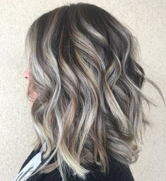 Gray And Silver Highlights, Silver Highlights On Brown Hair, Highlights On Brown Hair, Blonde Highlights On Dark Hair, Hair Highlights And Lowlights