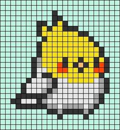 a pixellated image of a yellow and black bird