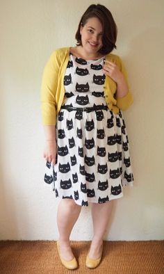 Quirky Fashion Plus Size, Flattering Plus Size Dresses, Cat Dress, Big Size Dress, Dresses Xxl, Mode Inspo