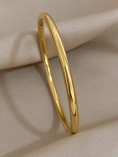 Gold  Collar  Stainless Steel   Embellished   Women Fashion Jewelry Plain Bangles, Minimalist Bangle, Vintage Gold Bracelet, Open Bangle Bracelet, Modern Gold Jewelry, Paper Ring, Open Bangle, Gold Collar