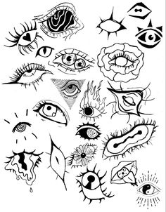 a drawing of many different types of eyes