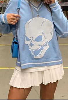 ⚡️Free Shipping 2022 Preppy Halloween Skull Print Sweater Black S under $38.99 in Sweaters Online. Style: Casual. Fabric Content: 35% Polyester, 45% Acrylic, 25% Nylon. Fit Type: Loose fit. Neckline: V Neck. Sleeve Length: Long sleeve. ✓2022 SPRING DROPS. Check reviews and order Preppy Halloween Skull Print Sweater today. Autumn Aesthetic Fashion, Cozy Womens Sweaters, 2000s Tops, Womens Black Sweater, Biker Babe, Skull Sweater, Casual Knitwear, Xmas List, Y2k Sweater