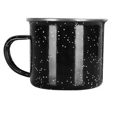 a black and white mug with stars on it