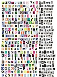 the alphabet is made up of letters and numbers, all in multicolored colors