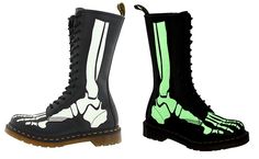 Doc Martens Skeleton Boots, Cute Dr Martens, Dark Boots, Doc Martins Boots, Dark Skeleton, Ugg Bailey Button, Night Shift, Shoes Outlet