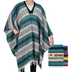 PRICES MAY VARY. 🌵 Embrace Tradition 🌵: Our poncho pays homage to the vibrant and colorful zarape patterns that are an integral part of Mexican heritage. Whether you're attending a festival, a themed party, or simply want to embrace your love for Mexico, this poncho is your perfect companion. 🧣 Warm and Cozy🧣: Made from high-quality materials, this poncho doesn't just look great, it also provides exceptional warmth during cold winter days and adds a layer of comfort during cool summer nights Oversized Multicolor Poncho For Festival, Mexican Pancho Outfits, Mexican Poncho Pattern, Mexican Ponchos Mens, Mexican Blanket Poncho, Serape Kimono, Poncho Men, One Size Fits All, Winter Coat