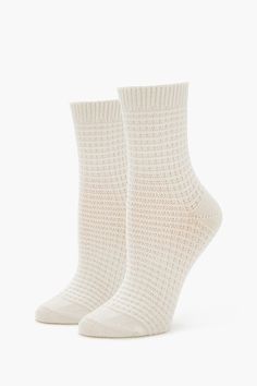 Pair of waffle knit socks featuring crew length. | 99% polyester, 1% spandex | Machine wash cold | Waffle Knit Crew Socks Ski Socks, Knit Socks, Waffle Knit, Knitting Socks, Crew Socks, Women's Accessories, Tights, Shoe Bag, Socks