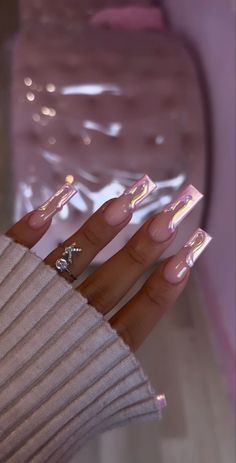 Unicorn Chrome, Nails Chrome, Baddie Nails, Classy Acrylic Nails, Exotic Nails, Pink Acrylic Nails