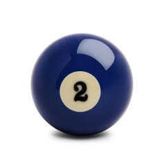 a blue pool ball with the number two on it's side and white background