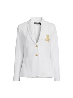 Introducing the Lauren by Ralph Lauren Anfisa Lined Blazer. Update Your Outerwear Collection With This Lauren By Ralph Lauren Anfisa Blazer Which Has Been Crafted With A Cotton Rich Fabric, While The Bright White Construction Is Assisted By Contrasting Buttons And Branding. The Blazer Benefits From Having Three External Pockets So You Can Store Your Essentials Securely And The Lining Is Super Soft For Optimal Comfort And A High Quality Appeal. Washing Instructions: Dry Clean Only Composition And Ralph Lauren Blazer, Christian Dior Haute Couture, Blazer White, Fasion Outfits, Lauren By Ralph Lauren, Rich Fabric, Lauren White, Clean Girl, White Blazer