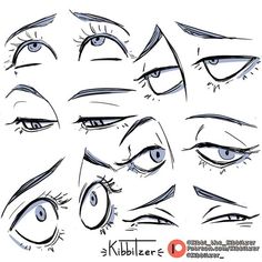 an anime character's eyes are drawn in various ways with the help of pencil