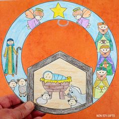 Celebrate the birth of Jesus with this bundle of four coloring crafts - great for Christmas Sunday School or to make with preschoolers, kindergartners and older kids at home. The Nativity Story spinner craft Nativity wreath Nativity paper hat Jesus Is Born agamograph Each product includes: a list of supplies directions patterns photos of the final project step by step pictures PLEASE NOTE - Files are NOT editable.- Please be aware that this listing is for a digital download.- No physical product Nativity Crafts For Kids, Christmas Sunday School Crafts, Diy Booklet, Christmas Sunday School Lessons, Nativity Activity, Nativity Wreath, Jesus Is Born, Christmas Sunday School, Christmas Sunday