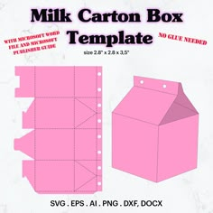 a pink carton box template with holes cut out and ready to be printed on