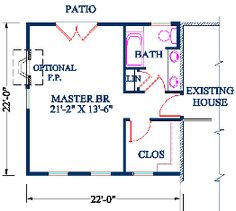 the floor plan for a two bedroom house with an attached bathroom and living room area