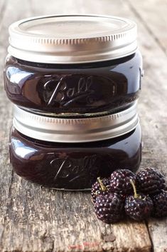 black raspberry jam in a mason jar