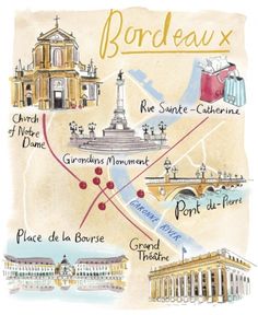 a map of bordeaux with the main attractions