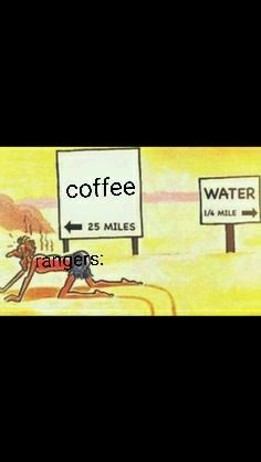 two signs that say coffee and water are in front of each other with the same sign