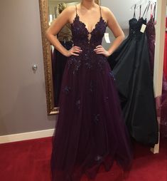 Dark Purple A Line Prom Dress, Plum Grad Dresses, Elegant Dark Purple Dress, Dark Purple Graduation Dress, Debs Dresses Purple, Dark Color Prom Dress, Dark Purple Masquerade Dress, Plus Size Purple Prom Dress, Deep Purple Formal Dress