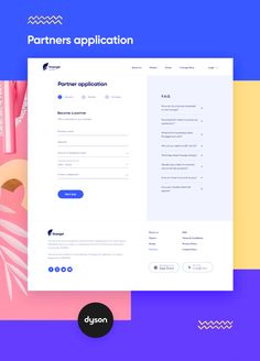 an image of a website page with the words partners application on it and two different screens