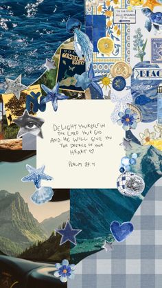 Blue and silver themed Delight yourself in the Lord and he will give you the desires of your heart Christian Bible verse background collage Background Collage, Verses Wallpaper, Jack Johnson, Christian Bible Verses, Bible Verse Wallpaper, Christian Bible, The Lord